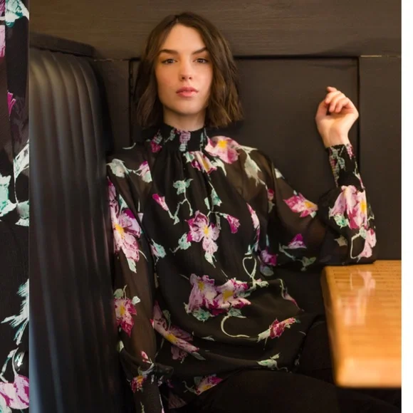 A.L.C. VENETIA TOP Black Floral Blouse - Picture 3 of 13
